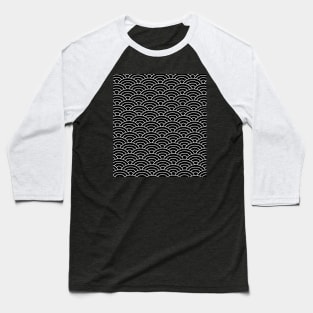 Seigaiha Pattern Black Baseball T-Shirt